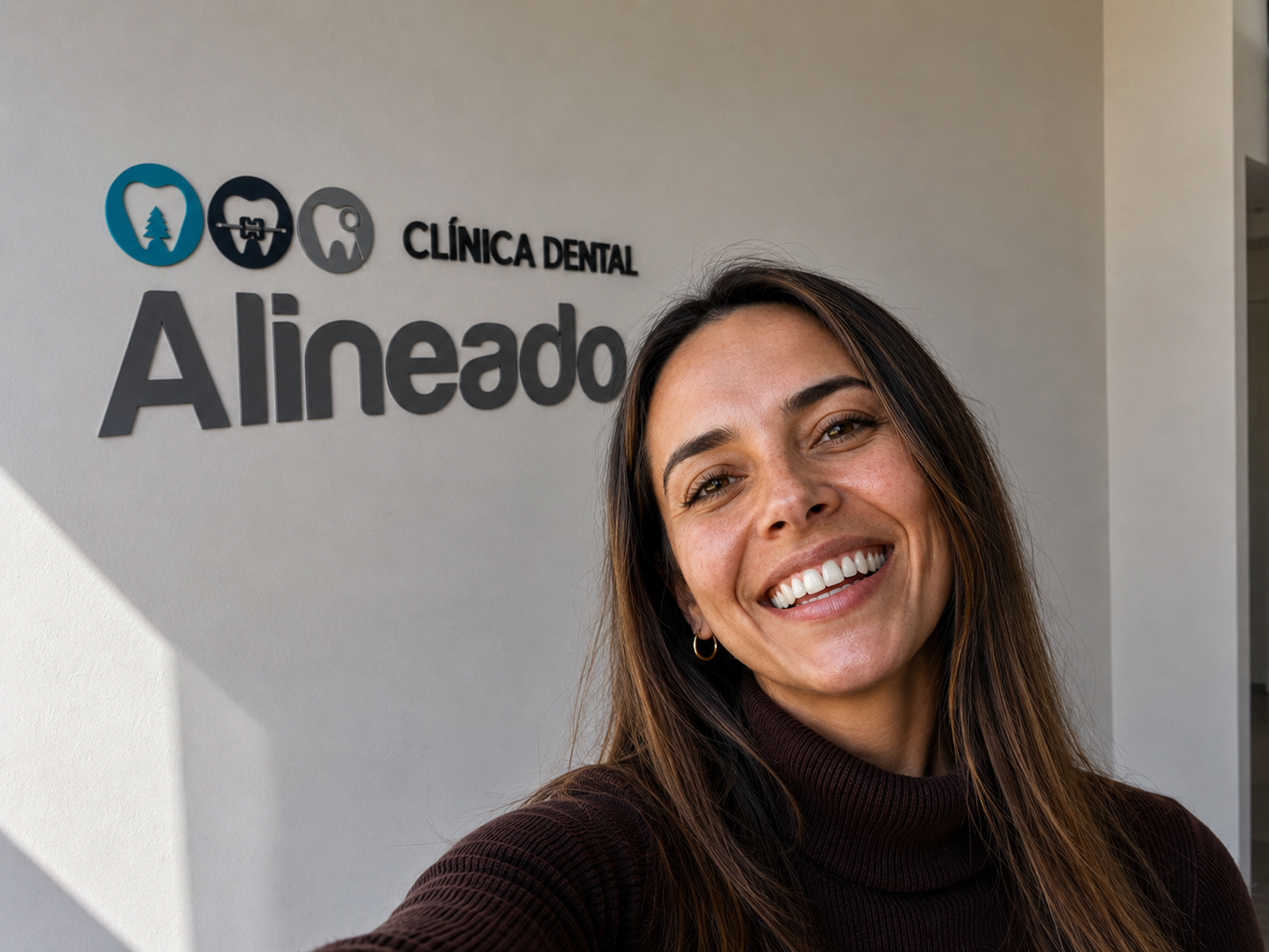 Paciente sonriendo después de tratamiento de implantes dentales
